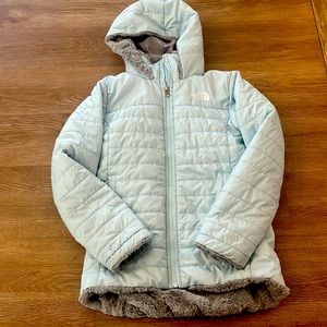 Girls size M (10/12) North Face Light Blue Jacket.